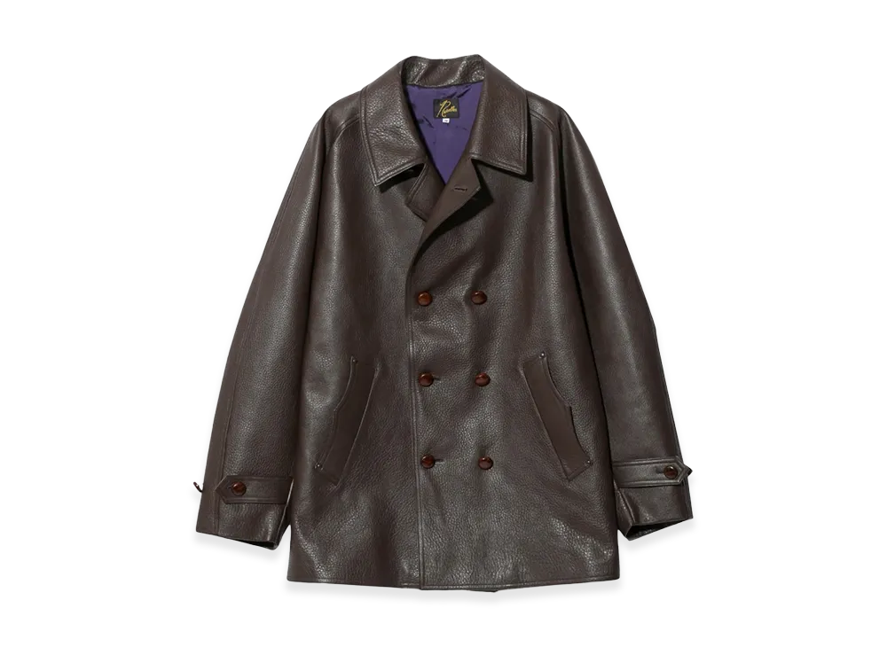 NEEDLES Double Breasted Car Coat Cow Leather "Brown"