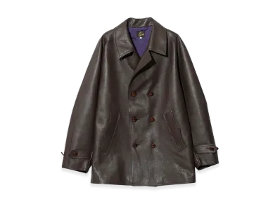 NEEDLES Double Breasted Car Coat Cow Leather "Brown"