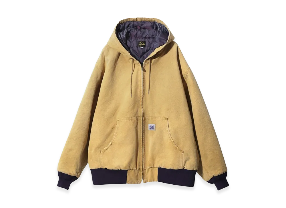 NEEDLES 16oz Cotton Canvas Zipped Worked Hoody "Brown"