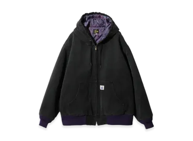 NEEDLES 16oz Cotton Canvas Zipped Worked Hoody "Black"