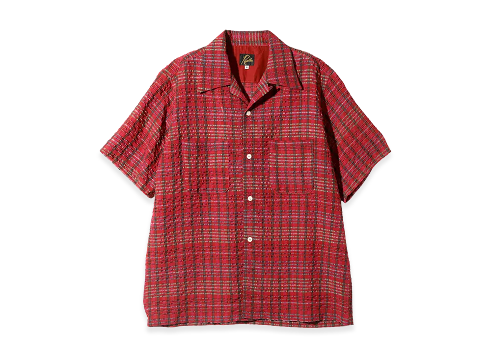 NEEDLES S/S One-Up Shirt PE/R Chiffon Sucker Pladi "Red"