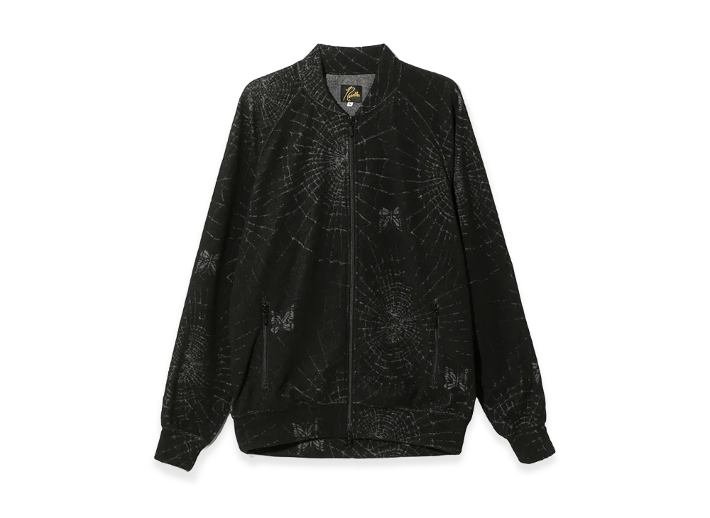 NEEDLES Rib Collar Track Jacket Pile Jacquard Spider Web "Black"