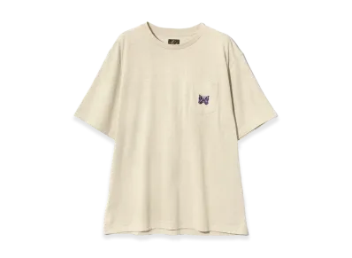 NEEDLES S/S Papillon EMB. Pocket T-Shirt Cotton Jersey "Oatmeal"