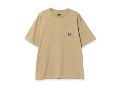 NEEDLES S/S Papillon EMB. Pocket T-Shirt Cotton Jersey "Khaki"
