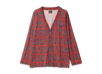 NEEDLES V Neck Cardigan - Poly Mesh/Printed "Red"