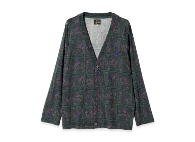 NEEDLES V Neck Cardigan - Poly Mesh/Printed "Green"