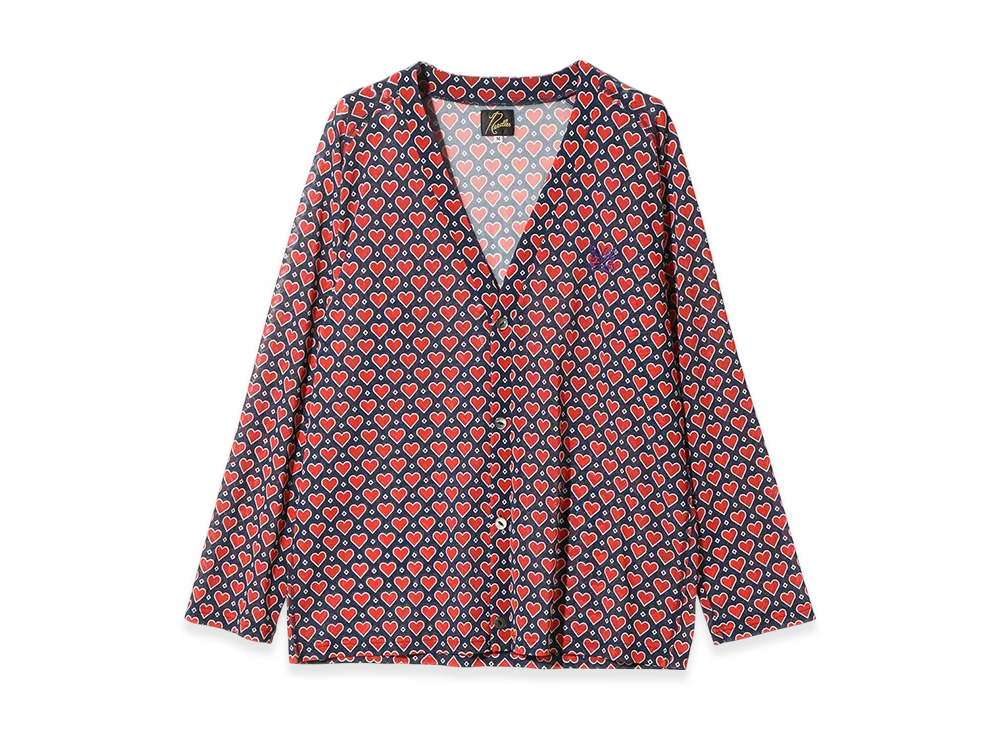 NEEDLES V Neck Cardigan - Poly Mesh/Printed "Red"