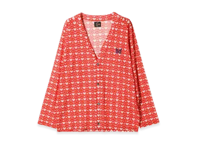 NEEDLES V Neck Cardigan - Poly Mesh/Printed "Orange"