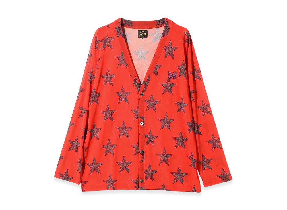 NEEDLES V Neck Cardigan - Poly Mesh/Printed "Orange"