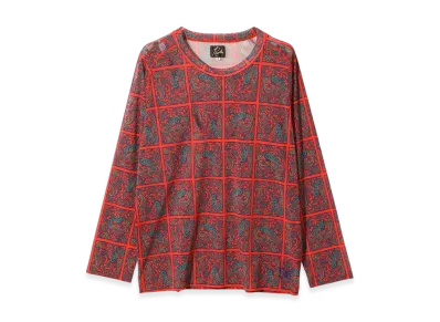 NEEDLES L/S U Neck Tee - Poly Mesh/Printed "Red"