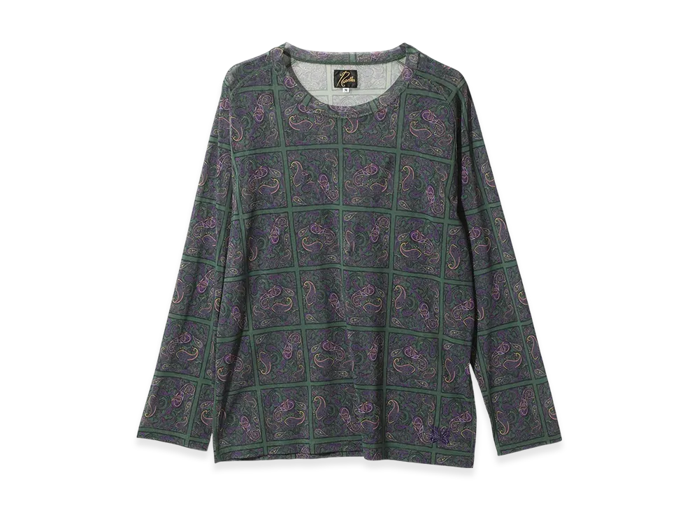 NEEDLES L/S U Neck Tee - Poly Mesh/Printed "Green"