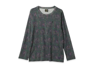 NEEDLES L/S U Neck Tee - Poly Mesh/Printed "Green"
