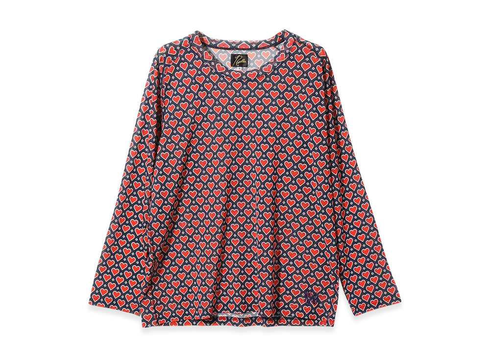NEEDLES L/S U Neck Tee - Poly Mesh/Printed "Red"