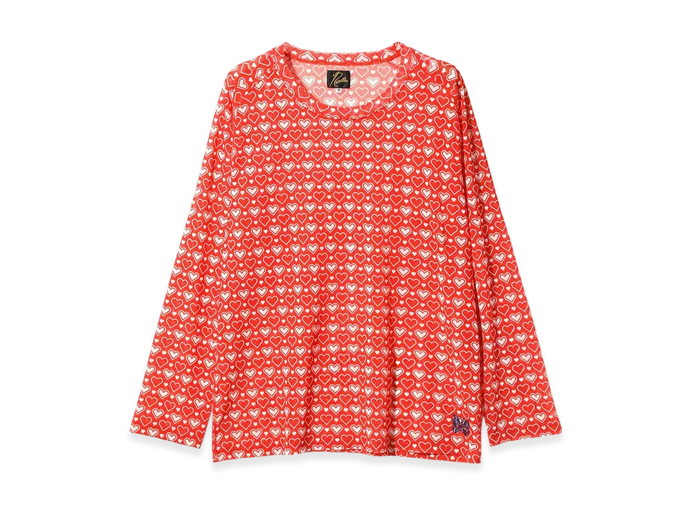 NEEDLES L/S U Neck Tee - Poly Mesh/Printed "Orange"