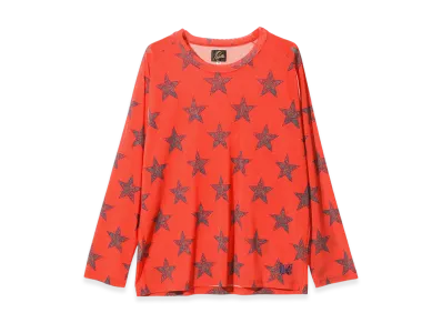 NEEDLES L/S U Neck Tee - Poly Mesh/Printed "Orange"