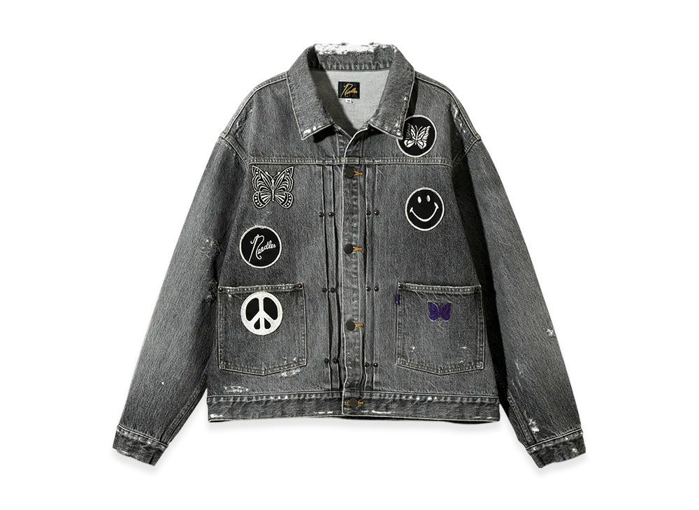 NEEDLES Assorted Patches Jean Jacket - 13OZ Denim / Distressed "Black"