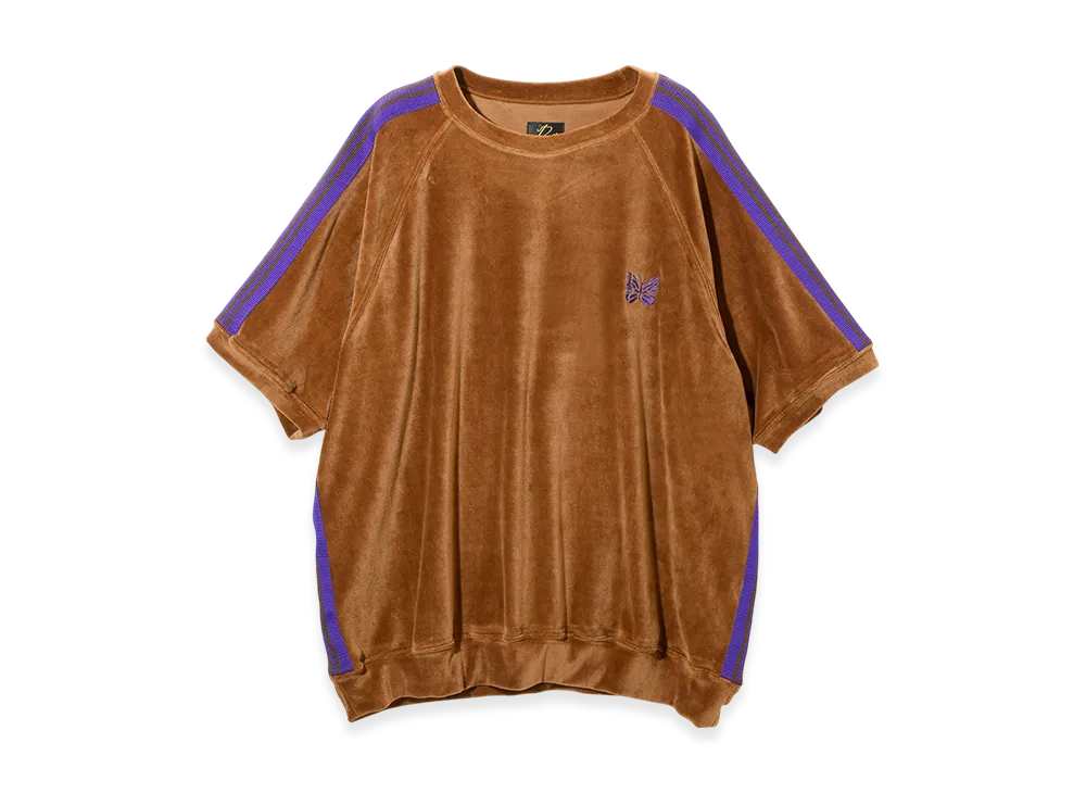 NEEDLES S/S Track Crew Neck Shirt - C/PE Velour "Mocha"