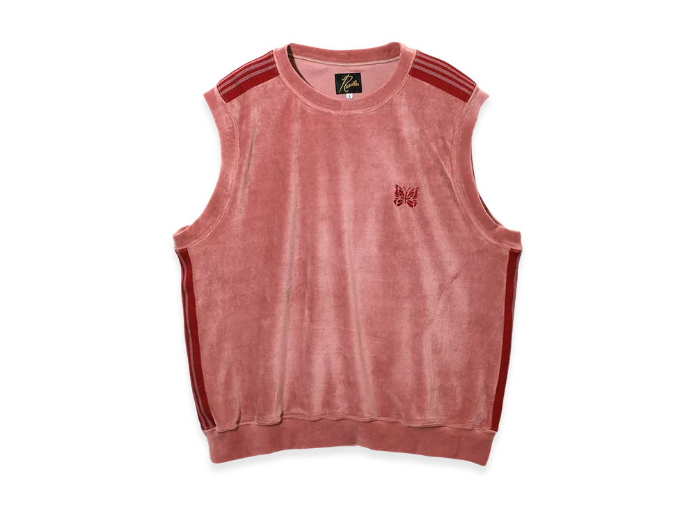 NEEDLES Sleeveless Track Crew Neck Shirt - C/PE Velour "Pink"