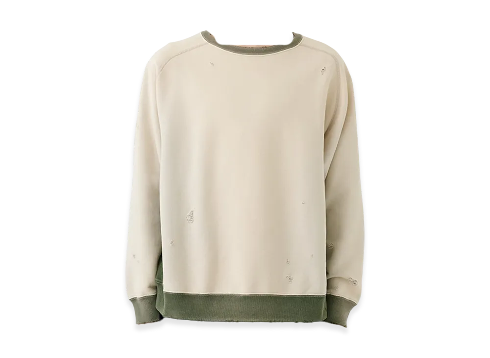 NEEDLES x Studious 2-Tone Crew Neck Sweat Shirt - Cotton French Terry "Beige"