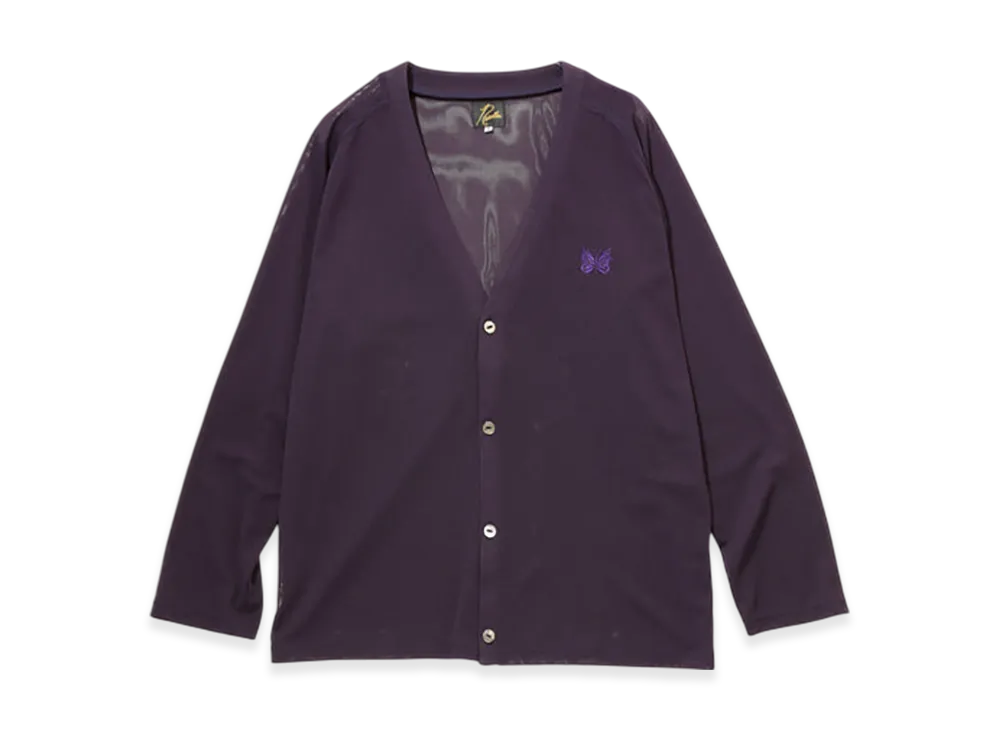 NEEDLES V Neck Cardigan - Poly Mesh "Purple"