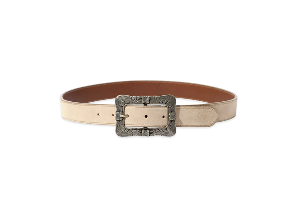 NEEDLES Papillon Square Buckle Belt - Suede "White"