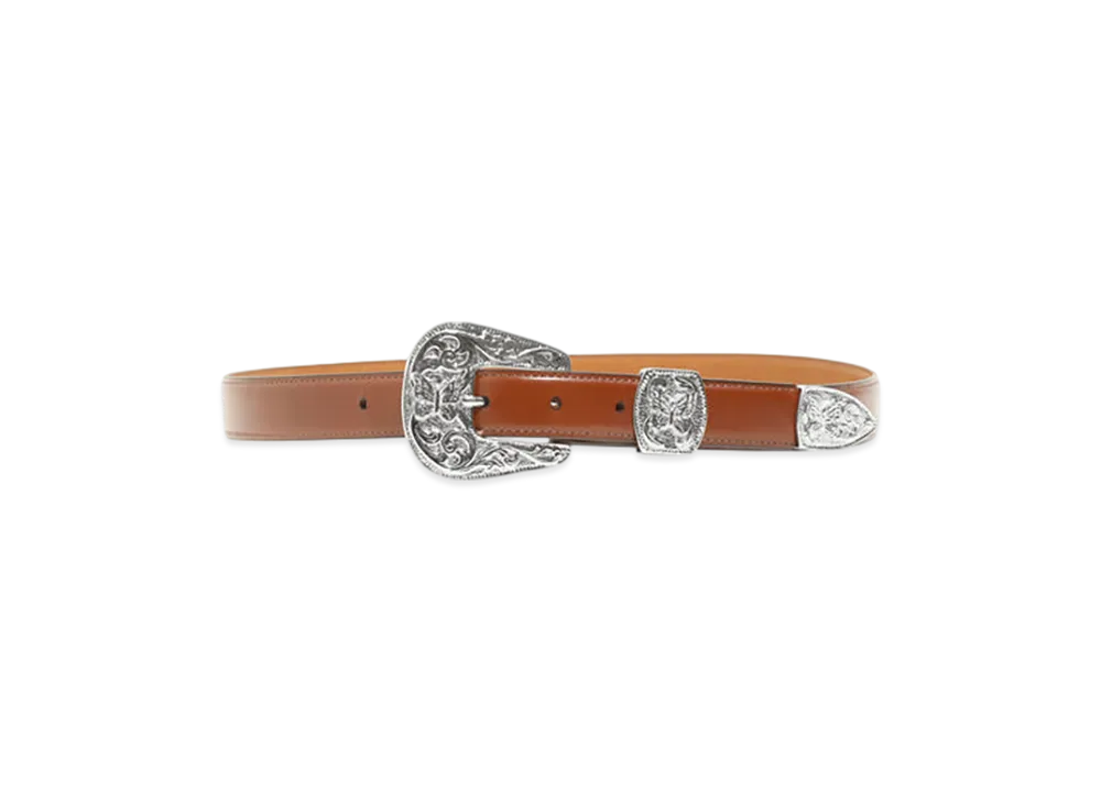 NEEDLES Papillon Western Tip Belt - Steer "Brown"