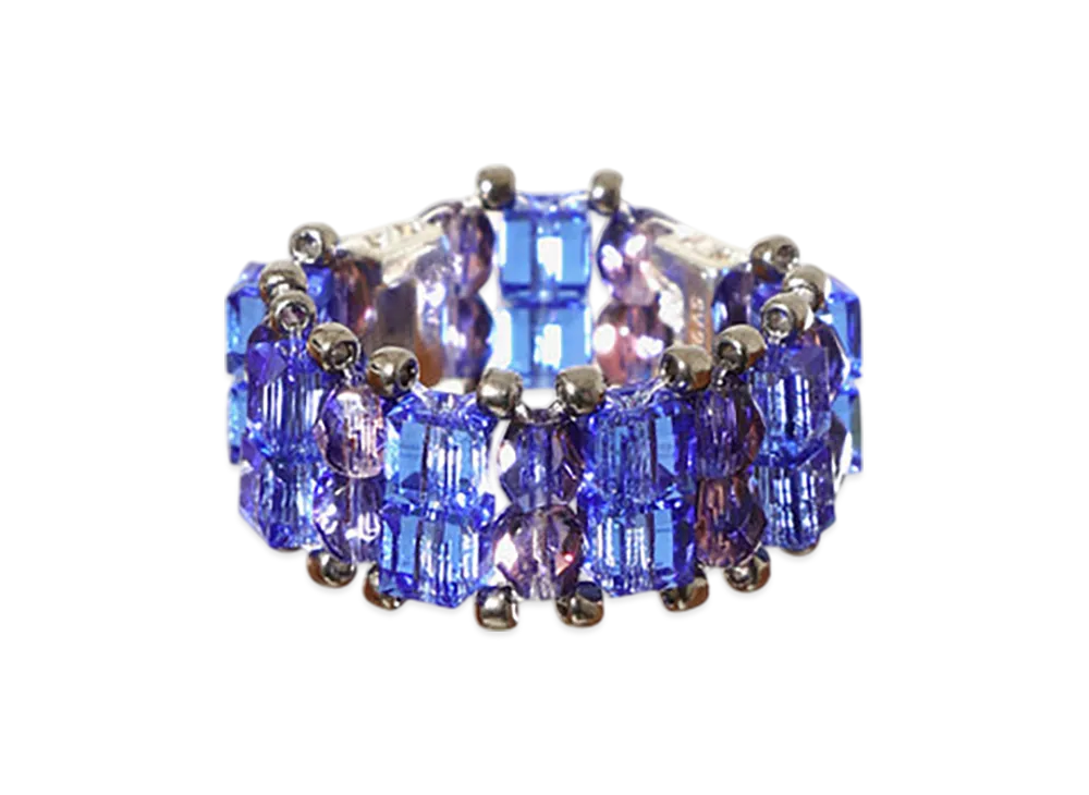 NEEDLES Crystal Beads Double Row Ring "Blue"