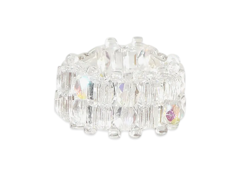 NEEDLES Crystal Beads Double Row Ring "White"