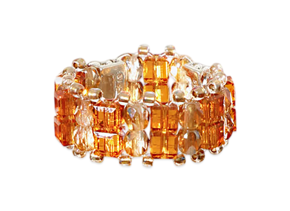 NEEDLES Crystal Beads Double Row Ring "Orange"