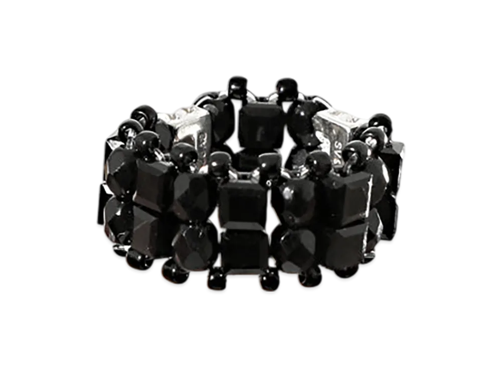 NEEDLES Crystal Beads Double Row Ring "Black"