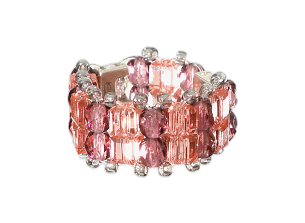 NEEDLES Crystal Beads Double Row Ring "Pink"
