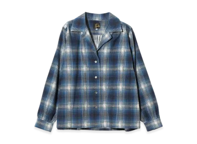NEEDLES Gathered Blouse - Printed Flannel / Plaid "Blue"