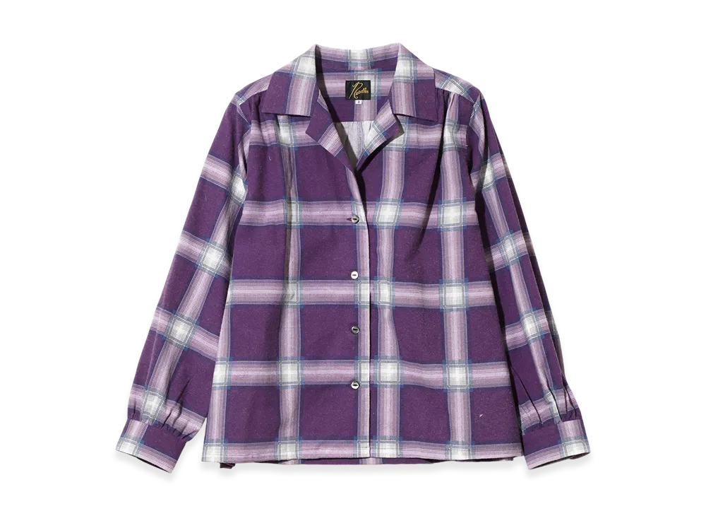 NEEDLES Gathered Blouse - Printed Flannel / Plaid "Purple"