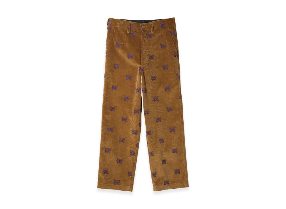 ニードルズ ストレート トラウザー パピヨン エンブロイダリー コーデュロイ "ブラウン"