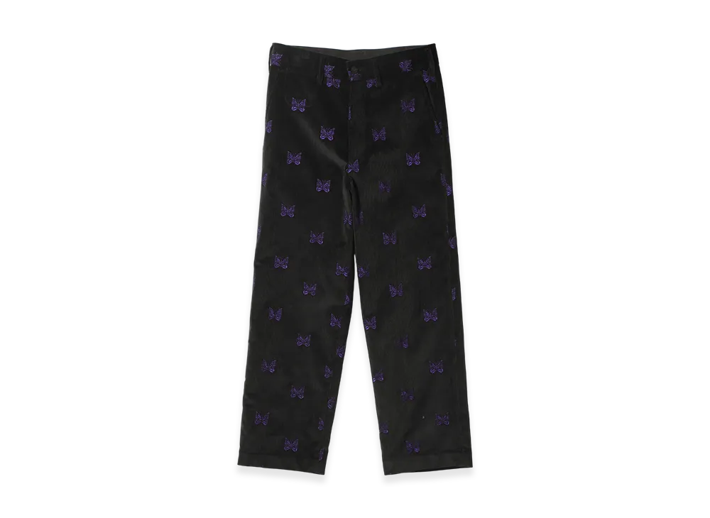 NEEDLES Straight Trouser-Papillon Emb. Corduroy "Black"