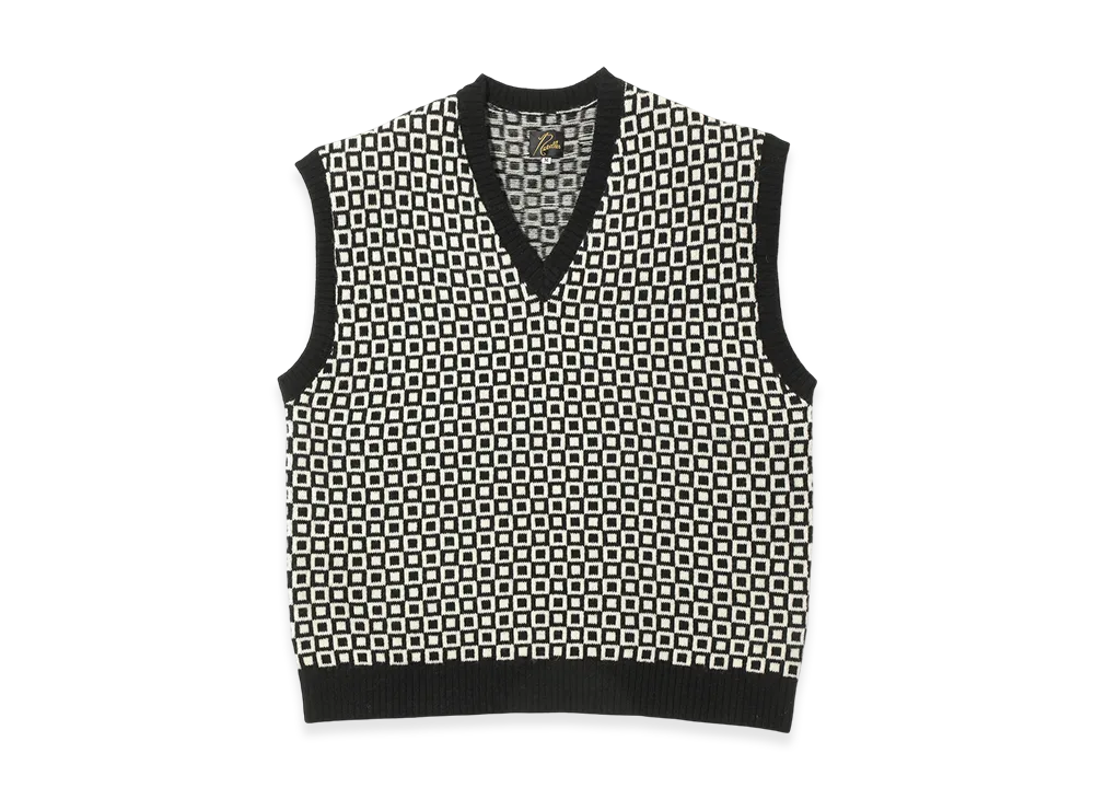 NEEDLES Shetland Knit Vest - Plaid "Black"