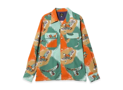 NEEDLES Classic Shirt - Printed Flannel/Bird "Blue/Orange"