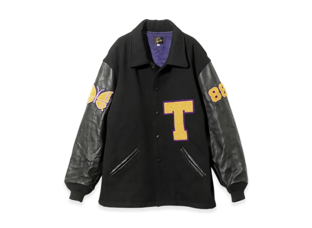 NEEDLES Lettered Coat - Wool Melton "Black"