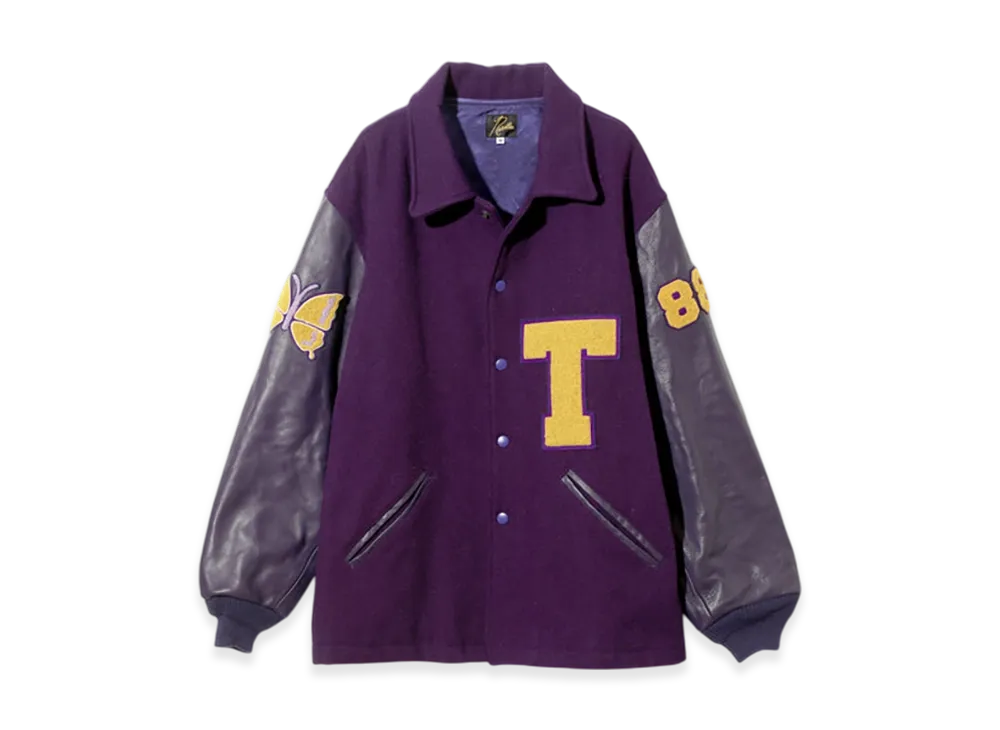 NEEDLES Lettered Coat - Wool Melton "Purple"