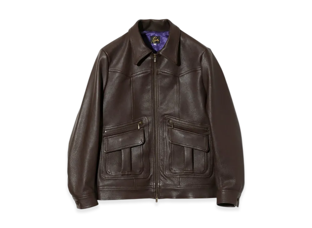 NEEDLES Southern Jacket - Grained Leather "Brown"