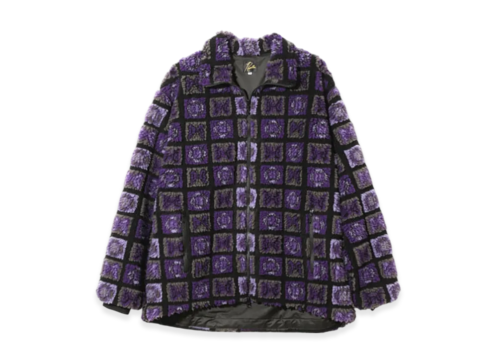 NEEDLES Fur Jacket - Papillon Plaid Pile "Purple"