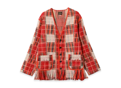 NEEDLES Fringe Cardigan - Wool Plaid "Red"