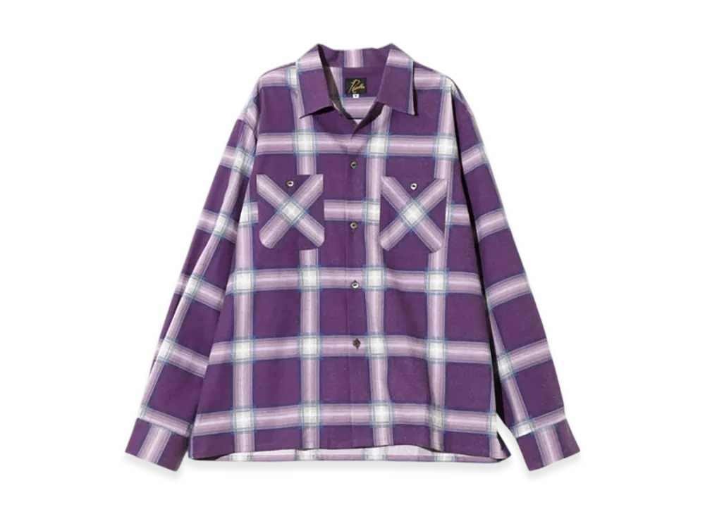 NEEDLES One-Up Shirt - Printed Flannel / Plaid "Purple"