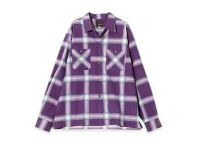 NEEDLES One-Up Shirt - Printed Flannel / Plaid "Purple"