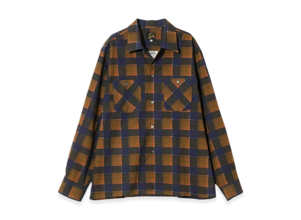 NEEDLES One-Up Shirt - Printed Flannel / Plaid "Orange"