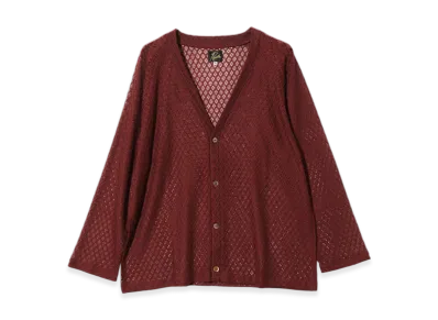 NEEDLES V-Neck Cardigan - PE/W Raschel Lace "Burgundy"