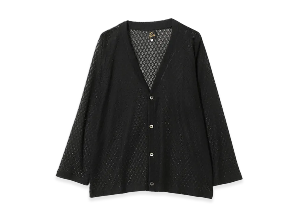 NEEDLES V-Neck Cardigan - PE/W Raschel Lace "Black"