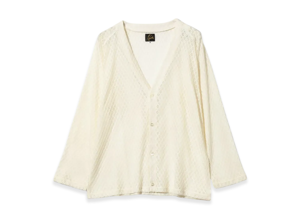 NEEDLES V-Neck Cardigan - PE/W Raschel Lace "White"