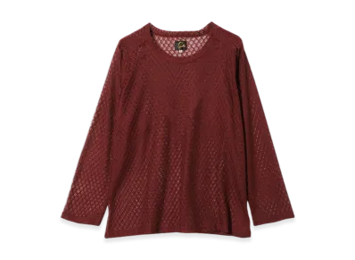 NEEDLES L/S U-Neck Tee - PE/W Raschel Lace "Burgundy"