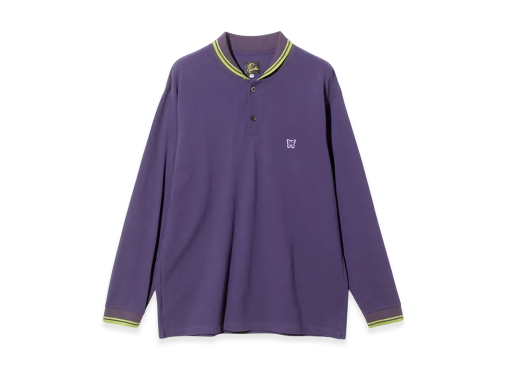 NEEDLES Shawl Collar L/S Polo - Cotton Pique "Purple"